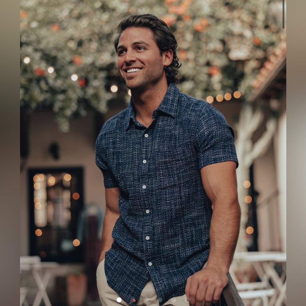 The Normal Brand Freshwater Short Sleeve Button Up Shirt in Teal
